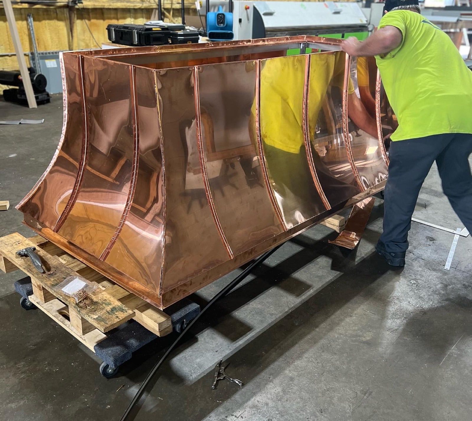Custom metal work taking shape in the Gulf South Roofing fabrication shop