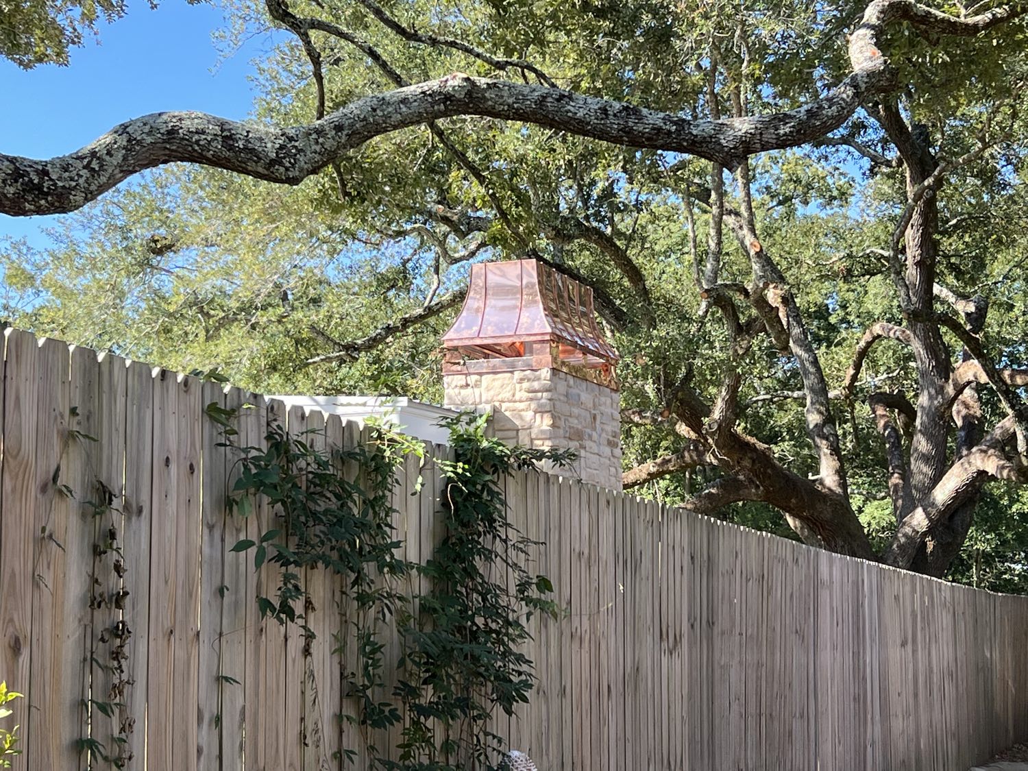 Finished custom copper chimney hood ready for delivery