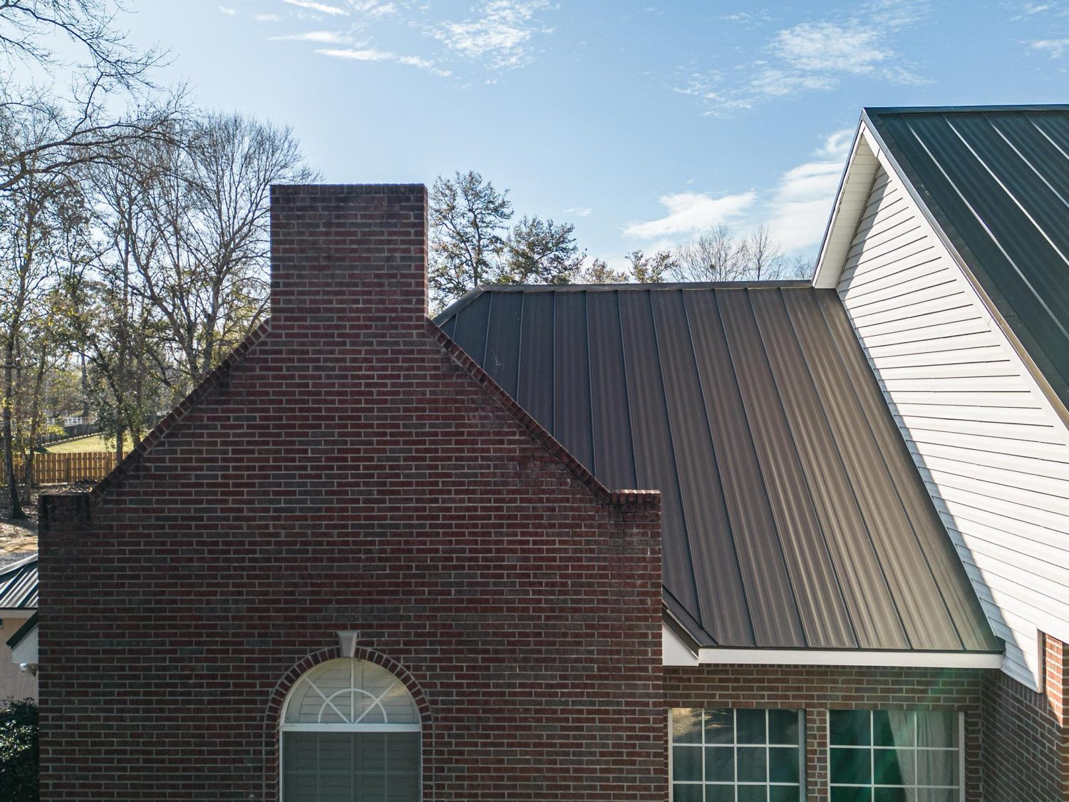 Completed residential metal roof on a Mississippi Gulf Coast home