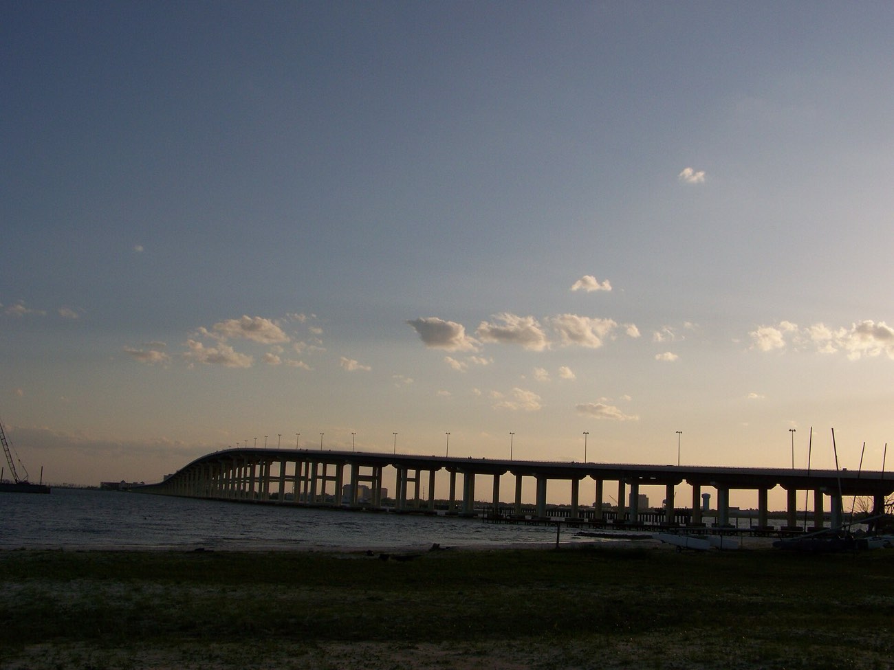 The Biloxi Bay Bridge connecting D’Iberville and Ocean Springs at dusk