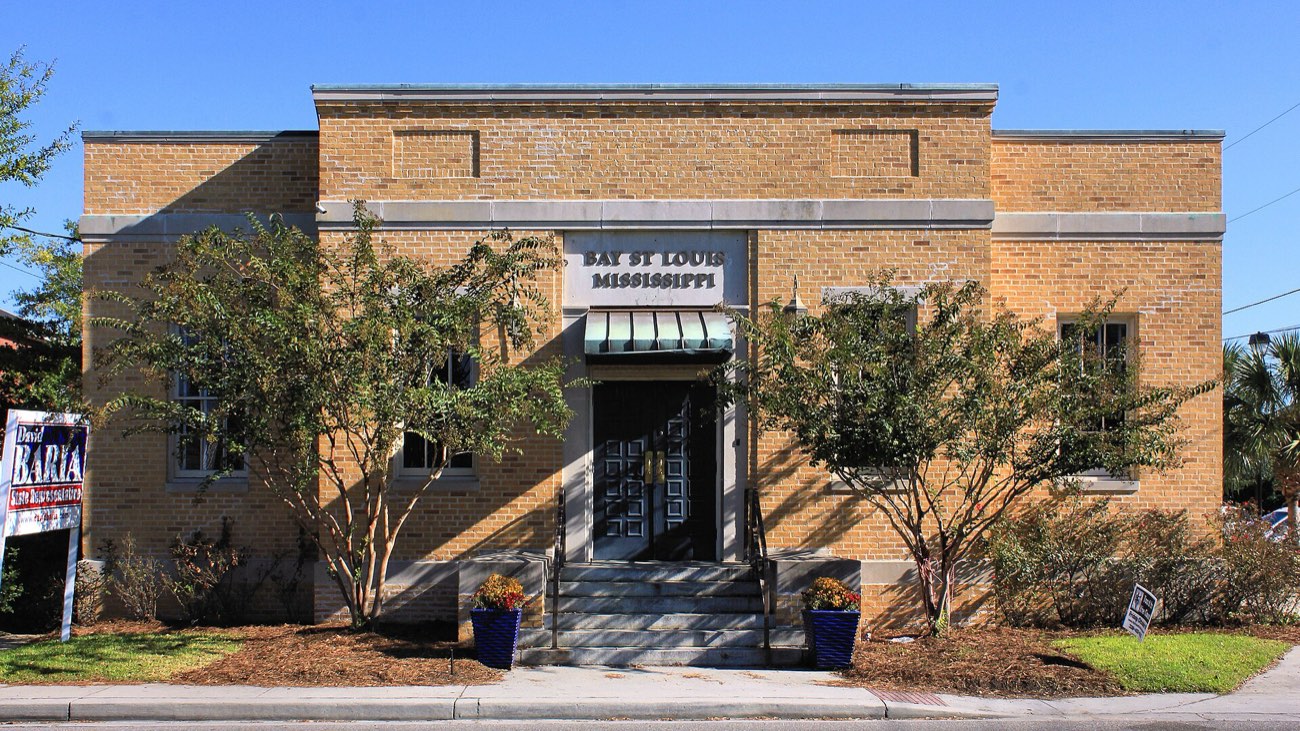 The historic former post office building in Old Town Bay St. Louis Mississippi