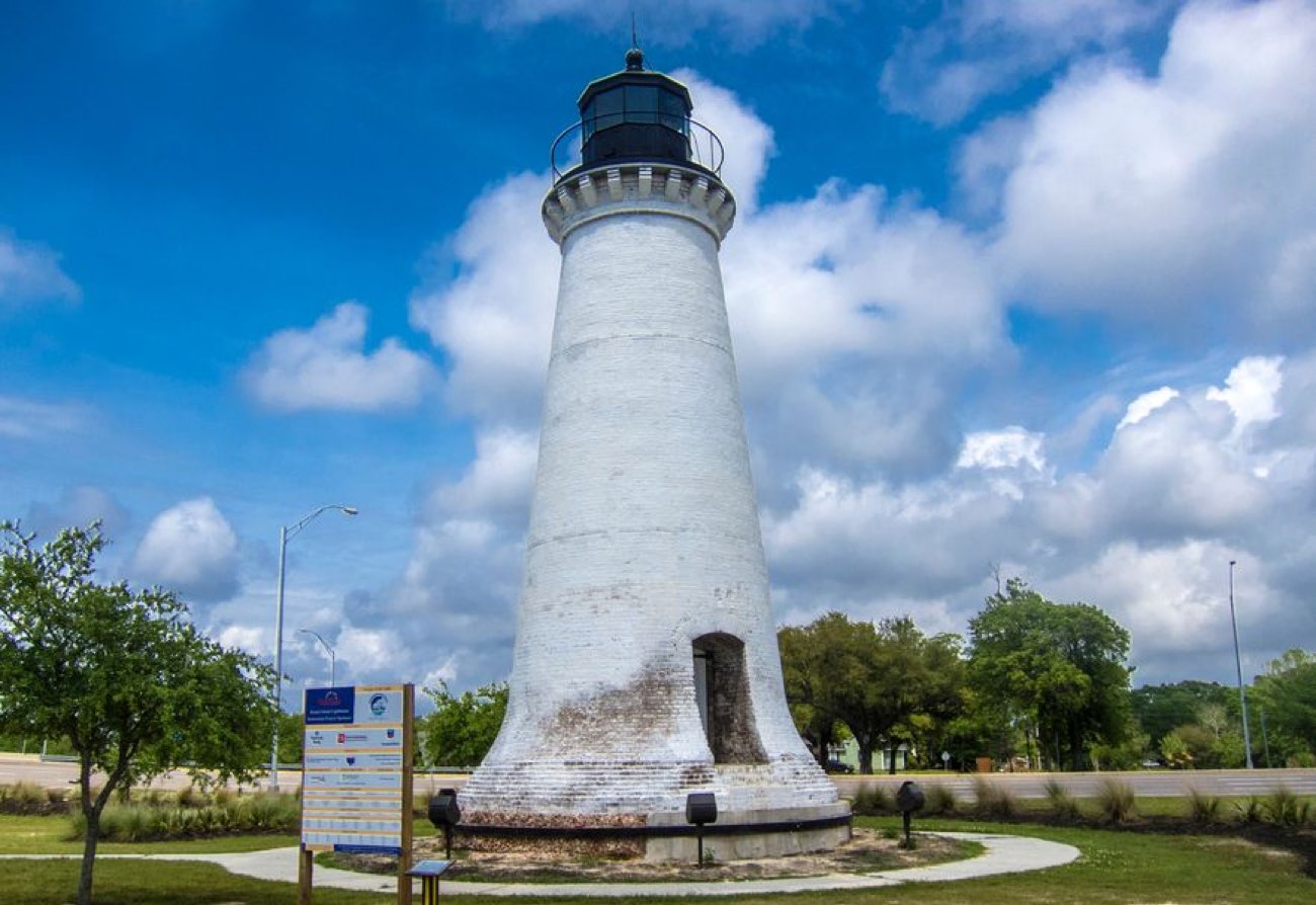 The restored Round Island Lighthouse in Pascagoula Mississippi